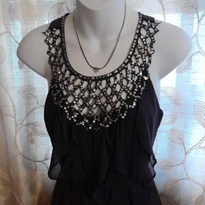 Ark &  Co. Sequened Neckline With Mermaid Look Ruffled Front.